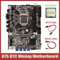 B75 Btc Mining Motherboard+g1620 Cpu+sata Cable+switch Cable Lga1155