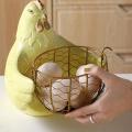 New Iron Eggs Storage Baskets Snack Fruit Basket Creative Hen-white