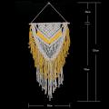 Macrame Wall Hanging Beige and Yellow Woven Tapestry with Tassel Boho