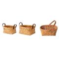 2 Pcs Hand Woven Bread Fruit Basket Wood Chip Woven Storage Box
