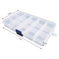 Plastic Box, 2 Pack Clear Organizer for Jewelry Craft Beads(15 Grids)