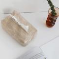 Jute Simple Tissue Box Pumping Tissue Case Car Towel Home Decor-a