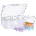 12 Pcs Plastic Storage Cases with Hinged Lid and Rectangle Clear