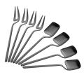 Stainless Steel Long Handle Fruit Appetizer Forks and Spoons Set A