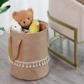 Foldable Braided Jute Cloth Basket Cotton Linen Dirty for Home Jute