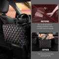 Car Seat Back Storage Bag Handbag Leather Car Net Pocket with Crystal