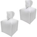 2 Pieces Pu Leather Tissue Box with Bottom Belt (white)