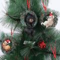 1pcs Christmas Small Animal Wreath Swing Ornament with String C