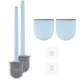 2 Pack,wall-mounted, Deep Cleaner Silicone Toilet Brush Blue