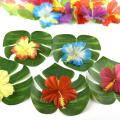 60 Pcs 8 Inch Tropical Palm Monstera Leaves and Hibiscus Flowers