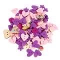 100pcs/lot Mixed 2-hole Diy Wooden Heart Fit Sewing Scrapbooking Pink