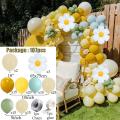 1 Set White Daisy Balloon Garland Kit Lemon Yellow Balloon Birthday