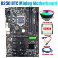 B250 Btc Mining Motherboard 12 Pci-e16x with G3930 Cpu+cooling Fan
