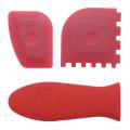 6 Piece Grill Pan Scraper Plastic Set and Silicone Handle Holder