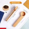 5 Pcs Wooden Scoop & Bag Clip Measure Spoon 2-in-1 for Coffee,tea