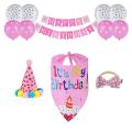 Dog Birthday Scarf Birthday Party Hat with Cute Bow Tie Banner(pink)