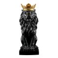 Abstract Crown Lion Statue Home Office Resin Sculpture Crafts-black
