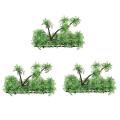 3x 3.9 Inch Height Artificial Coconut Palm Plant for Fish Tank Green