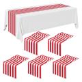 6 Pieces Table Runner Wedding Decor Red White Striped 12 X 108 Inch
