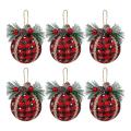 6pcs Black&red Buffalo Plaid Christmas Plaid Ball Ornaments