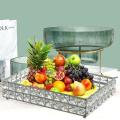 1pc Square Crystal Tray Household Cosmetics Storage Pallet -gold