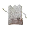 20pcs Christmas Packaging Lace Jewelry Gift Bag Drawstring Bag Beige