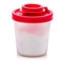 2 Medium Salt and Pepper Shakers with Red Covers Lids Jar Dispenser