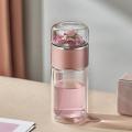 Tea Water Bottle High Borosilicate Glass Double Wall Tea Water(pink)