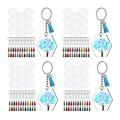 72pcs Acrylic Transparent Discs Hexagon Keyring with Chain for Crafts