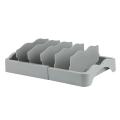 Food Container Lid Organizer, Expandable with Dividers Gray