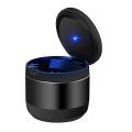 Mini Car Ashtray with Led Light and Lid, for Vehicle Truck (black)