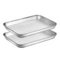 2pcs Baking Sheets Set Chef Cookie Sheets Stainless Steel Baking Pans