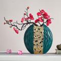 Ceramic Vase Green Round Vase Living Room Decoration Vase Desk Vase