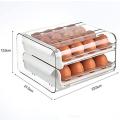 32 Grid Egg Storage Double-layer Drawer Type Egg Box for Fridge Gray
