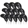 12pcs/set Pu Golf Iron Head Covers Golf Club Headcover Black