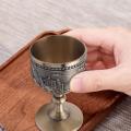 4x Wine Cup Small Goblet Household Copper Wine Glass Carving Pattern