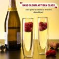 2pcs Glass Champagne Glasses Double-layer Handleless Glasses