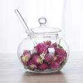 Glass Jar Sugar Cookie Bowl with Lid Spoon Transparent Candy Storage