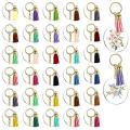 90pcs Acrylic Clear Heart Keychain and Tassel Rings for Diy Crafts