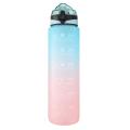 1000ml Water Bottle with Time &straw Large Wide Mouth Leakproof E