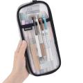 Angoo Grid Mesh Pen Pencil Case with Zipper Clear Makeup (white)
