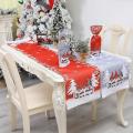 1pcs Christmas Table Runner Santa Claus and Snowflake Decorative Grey