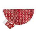 1 Set Christmas Tree Skirt with Stocking for Home Decoration, Red