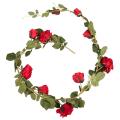 180cm Rose Vine Real Touch Silk Flowers with Green Leavesred