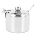 Stainless Steel with Lid and Spoon Sugar Bowl Seasoning Jar Container