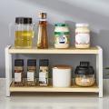 Kitchen Shelves Double-layer Storage Rack Free Perforated Spice Rack