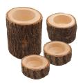 4pcs Wooden Candlestick Succulent Plant Pot Tray Desktop Decor