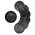 6pcs Pu Leather Marble Coaster Drink Coffee Cup Mat Round -2