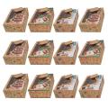 12pcs Christmas Biscuit Box Kraft Paper Christmas Gift Box Party