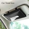 Car Tissue Box Towel Sets Car Sun Visor Pu Tissue Box for Cars Black